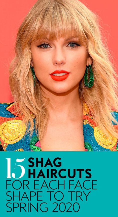 Long, short, with or without bangs, the shag is one of the few haircuts that's not defined by length. And that's exactly what makes it such a versatile cut. Instead, the shag is characterized by heavy, face-framing layers that give any hair type extra texture and movement. If you've yet to consider the shag for your next haircut, you will after you see these celebrity cuts. Keep reading for the15 best shags for any face shape. #shaghaircut #hairstyles Shag Haircut Oblong Face, Shag Haircut Heart Shaped Face, Medium Shag Haircuts Without Bangs, Shag Without Bangs Hairstyles, Shag Hairstyles Medium Side Part, Round Face Shag Haircut, Layered Shag With Fringe Round Face, Heavy Face Framing Layers, Shag Haircut No Bangs