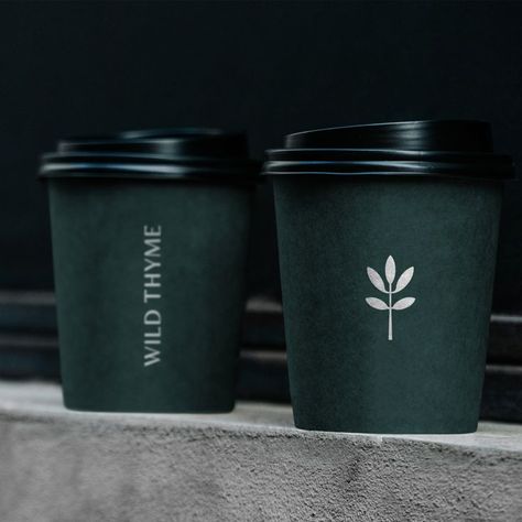 Cafe Branding Design, Coffee Graphics, Paper Cup Design, Coffee House Design, Coffee Shop Logo Design, Wild Thyme, Cafe Logo Design, Coffee Shop Branding, Bread Packaging