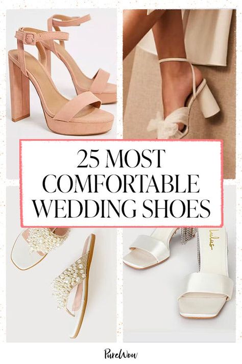 Diy Wedding Heels, Comfortable Wedding Shoes For Bride, Comfortable Bridesmaid Shoes, Chunky Heels Wedding, Shoes For Wedding Guest, Platform Bridal Shoes, Outdoor Wedding Shoes, Comfortable Wedding Heels, Comfy Wedding Shoes