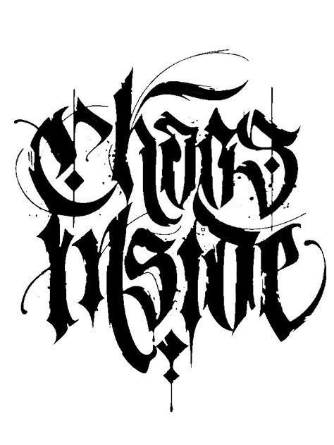 Lettering Styles Tattoo, Gothic Script Tattoo, Dark Calligraphy Tattoo, Dark Lettering Tattoo Fonts, Chaos Tattoo Ideas, Graffiti Tattoo Design, Gothic Lettering Tattoo, Dark Lettering Tattoo, Tattoo Typography