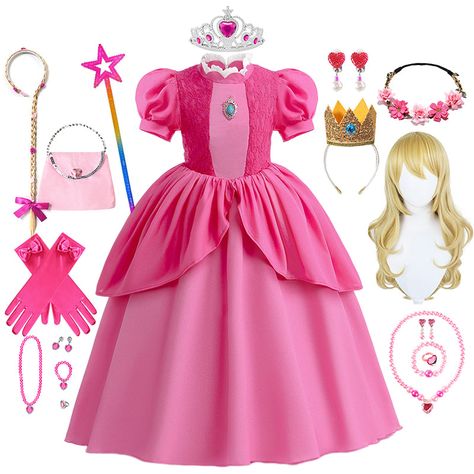 Behold the Princess Pink Fairy Dress for Girls, a magical ensemble that will make your little one feel like the belle of the ball! This stunning dress is the perfect choice for any young girl who loves to dream and play. Crafted with exquisite attention to detail and made from the highest quality materials, this Peach Princess Ball Birthday Party, Disney Princess Dresses For Kids, Princess Costumes Kids, Pink Princess Dress Kids, Dresses For Princesses, Pink Dress For Kids, Princesa Peach Cosplay, Princess Dresses For Kids, Princess Peach Halloween