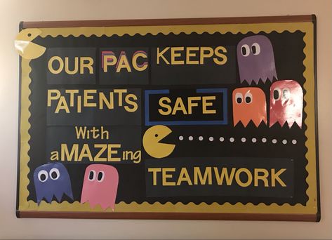 Working Together Bulletin Board Ideas, Respiratory Bulletin Board Ideas, Bulletin Board Ideas For Healthcare, Pct Week Ideas, Hospital Staff Bulletin Board Ideas, Hospital Employee Bulletin Board Ideas, Patient Safety Bulletin Board Ideas, Surgery Bulletin Board Ideas, Nursing Halloween Decor