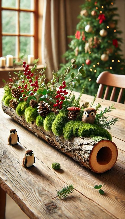 Woodland Christmas Table, Dollar Tree Easter Basket, Rope Wreath Diy, Winter Tray, Christmas Eve Games, Pretty Gift Wrapping, Woodland Christmas Decor, Pretty Gift Wrapping Ideas, Christmas Table Centerpiece