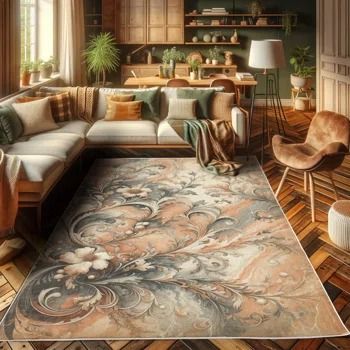 Ambesonne Ambesonne Floral Art High Density Long Fiber Poly Threads Decorative Area Rug Carpet | Wayfair Gray Rust Brown Living Room, Large Area Rugs In Living Room, Indian Living Rooms, Blue Rugs, Comfortable Space, Art Rug, Area Rug Decor, Nursery Furniture Sets, Floral Area Rugs