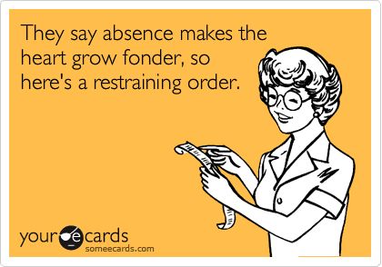 They say absence makes the heart grow fonder, so here's a restraining order. Hockey Mom Quote, Best Sports Quotes, Mom Meme, Quotes Girlfriend, Girls Hockey, Hockey Party, Hockey Tournaments, Hockey Quotes, Hockey Memes