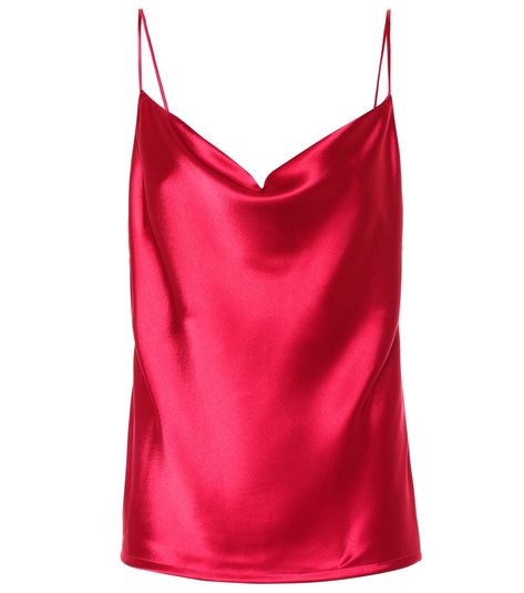 Galvan - Whiteley satin slip camisole - For your next soirée, channel a sense of boudoir chic with the Whiteley camisole from Galvan. Made in the UK from lustrous satin in raspberry pink, the tank top has a slip silhouette inspired by '90s minimalism – from the draped neckline to the slender straps. Take it into the daytime by making it part of a layered look. seen @ www.mytheresa.com Moodboard Pics, Red Cami, Red Camisole, Silk Bodysuit, Moodboard Pngs, Solid Color Bikinis, Linen Crop Top, Power Red, Satin Camisole