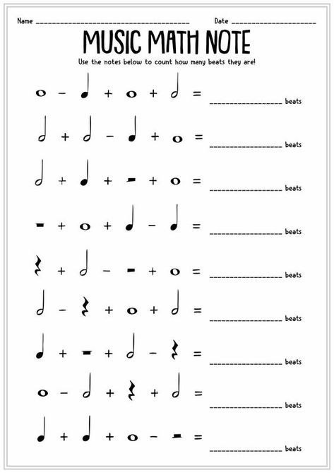 Note Naming Worksheets, Music Math Worksheet, Note Value Worksheet, Music Note Worksheets, Music Class Worksheets, Music Rhythm Worksheets, Free Music Theory Worksheets, Piano Worksheets, Musical Lessons