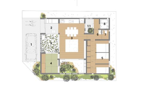 House in Akashi has hidden courtyards for growing fruit and drying laundry Japanese Courtyard House Plans, Japanese House Layout, Japanese House Plan, Japanese Courtyard House, Japanese Tiny House, Small Japanese House, Japanese Small House, Drying Laundry, Japanese Homes