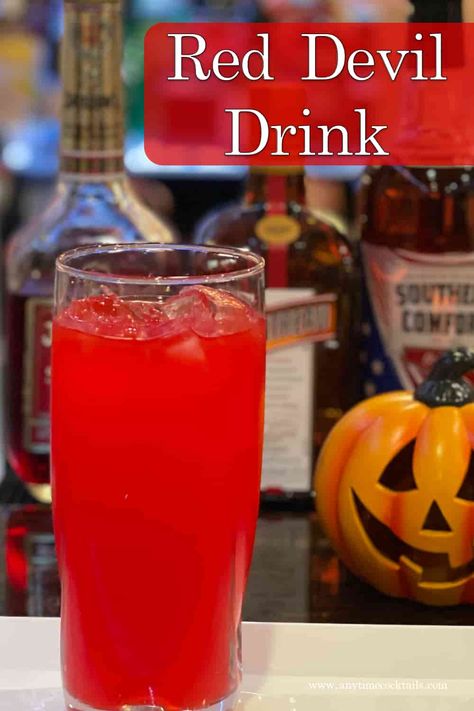 Red Devil Drink Red Alcohol Drink Ideas, Red Mixed Drinks Alcohol Halloween, Red Halloween Alcoholic Drink, Red Alcoholic Drinks Parties, Red Alcoholic Punch Party Drinks, Red Fruity Cocktails, Red Color Alcohol Drinks, Red Alcoholic Drinks Halloween, Red Drinks For Halloween