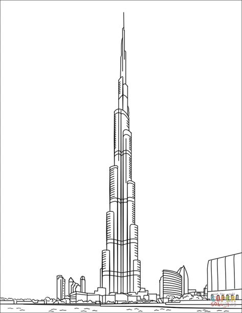 Skyline Drawing, Dubai Art, Travel Cake, Dubai Architecture, Architecture Drawing Sketchbooks, Perspective Drawing Architecture, Interior Architecture Drawing, Building Drawing, City Drawing