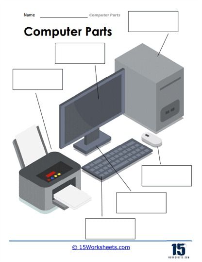 6 Components Worksheet - 15 Worksheets.com Eid Photos, Computer Literacy, Computer Basic, Life Skills Special Education, Hardware Components, Computer Parts, Computer Basics, Computer Lab, English Lessons For Kids