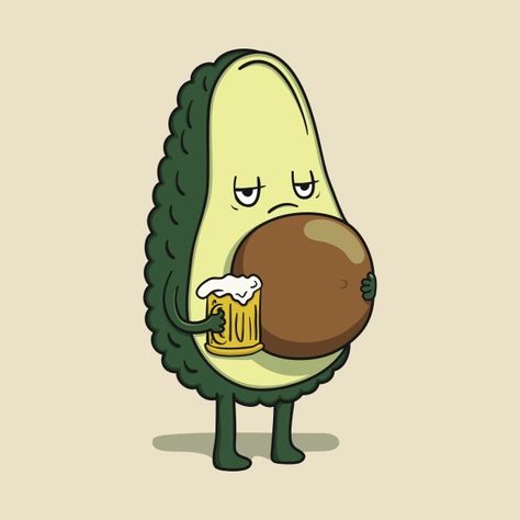 Beer Funny Illustration, Funny Illustration Cute, Avocado Animation, Avocado Illustration, 2d And 3d Animation, Illustration Art Painting, Beer Drawing, Avocado Cartoon, Beer Illustration