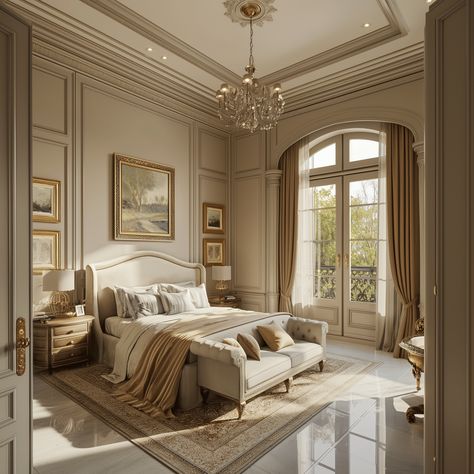 From Classic to Contemporary: 30 Bedroom Chandelier Ideas Classical Theme Bedroom, European Style Bedroom Design, Classic Bedroom Interior Design Luxury, Bedroom Ideas European Style, Colonial House Interior Design Bedrooms, Luxury Condo Bedroom, Classic Bedroom Design Luxury, Contemporary Classic Bedroom, Bedroom Chandelier Ideas