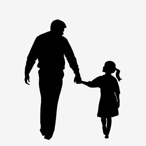 Father And Daughter Black And White, Father Daughters Drawings, Father Art Illustration, Father Daughter Wallpaper Aesthetic, Father Daughter Silhouette Tattoo, Fathers Day Drawings Ideas From Daughter, Daughter And Father Art, Father Daughter Painting Ideas, Father Daughter Holding Hands