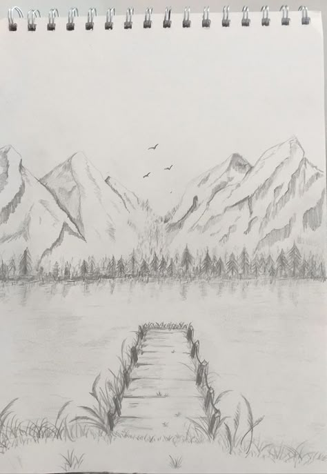 Mountain Drawing Simple, Nature Sketches Pencil, Small Easy Drawings, Beautiful Pencil Sketches, Drawing Scenery, Pencil Drawings For Beginners, Spiderman Art Sketch, Acrylic Art Projects, Draw Step By Step