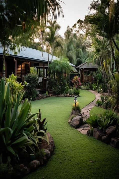 Tropical Landscape Design Ideas for Your Garden Backyard Hidden Garden, Tropical Backyard Landscaping, Tropical Landscape Design, Tropical Garden Design, Tropical Backyard, Seni Dan Kraf, Tropical House, Backyard Garden Design, Dream Apartment