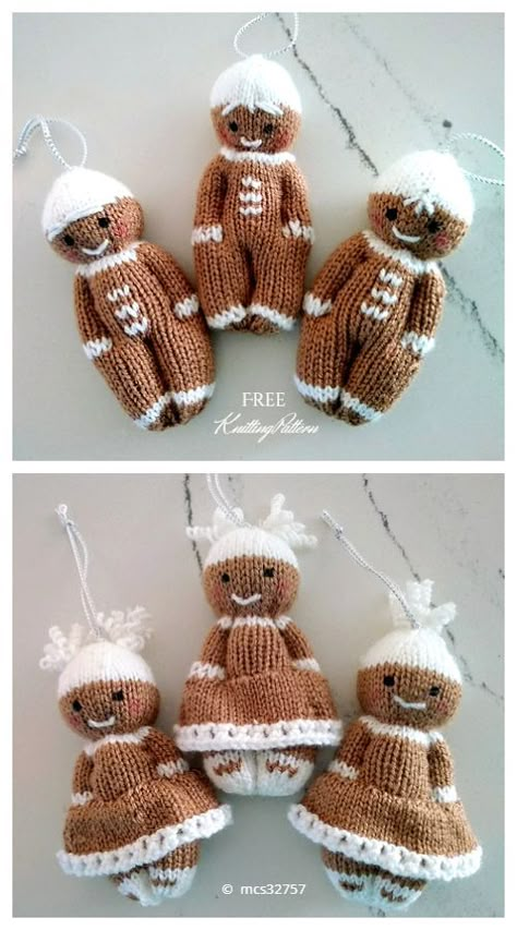 Gingerbread Man Free Knitting Patterns - Knitting Pattern Gingerbread Man Free, Izzy Dolls, Christmas Knitting Projects, Knit Christmas Ornaments, Knitted Christmas Decorations, Comfort Dolls, Knitting Dolls Free Patterns, Christmas Knits, Knitted Dolls Free