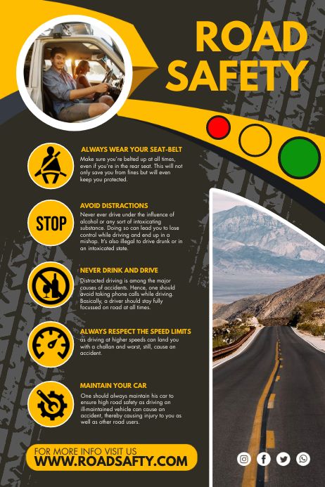 Product Photoshop, Road Safety Tips, Road Safety Poster, Advertising Campaign Design, Poster Sketch, Road Traffic Safety, Yellow Road, School Advertising, Safety Poster