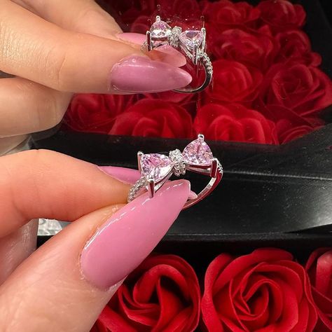 pretty pink bow ring 💍🎀💞 get yours at 👇 🛒💗 ECSTASYJEWELLERY.COM High-quality, Sterling Silver 925, Waterproof, Hypoallergenic… | Instagram Luxury Pink Ring For Promise, Luxury Pink Heart Promise Ring, Promise Ring Aesthetic, Pandora Bow Ring, Pink Bow Ring Pandora, Pink Bow Jewelry Gift, Bow Diamond Ring, Bow Engagement Ring, Silver Cubic Zirconia Jewelry With Bow Detail