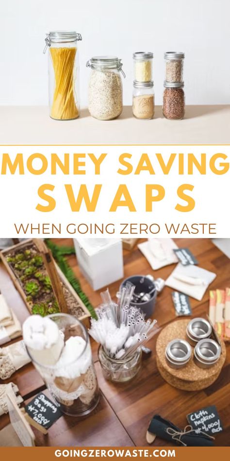 Discover these money-saving swaps you can make when living zero waste! I've rounded up 12 items I don't buy anymore since living eco-friendly and the alternatives I use instead to save money and reduce daily waste. Zero Waste Tips, Zero Waste Market, Waste Free Living Beginners, Zero Waste Swaps List, Zero Waste Chef, Ways To Reduce Waste, Couple Saving Money, How To Be More Eco Friendly Tips, How To Start A Zero Waste Store