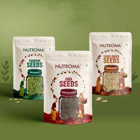 Grains Packaging Design, Chia Seed Packaging, Minimal Packaging Design Food, Sunflower Seeds Packaging Design, Seed Package Design, Packaging Of The World, Natural Packaging Design, Cool Packaging Ideas, Seeds Packaging Design