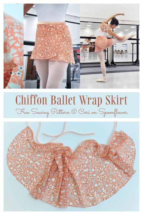 DIY Chiffon Ballet Wrap Skirt Free Sewing Pattern | Fabric Art DIY Diy Chiffon Skirt, Chiffon Sewing Pattern, Chiffon Wrap Skirt, Dance Skirt Pattern, Ballerina Skirt Pattern, Ballet Skirt Outfit, Ballerina Skirt Diy, Ballet Pattern, Ballet Sewing Patterns