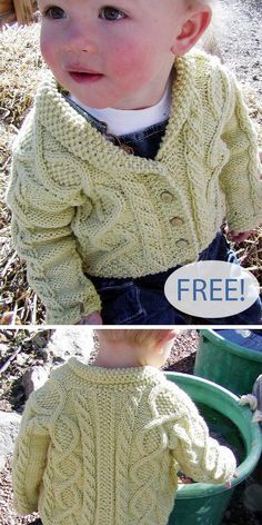 Pola Sweater, Free Aran Knitting Patterns, Baby Boy Knitting Patterns Free, Boys Knitting Patterns Free, Knitting Patterns Boys, Baby Cardigan Knitting Pattern Free, Aran Knitting Patterns, Kids Knitting Patterns, Baby Cardigan Pattern