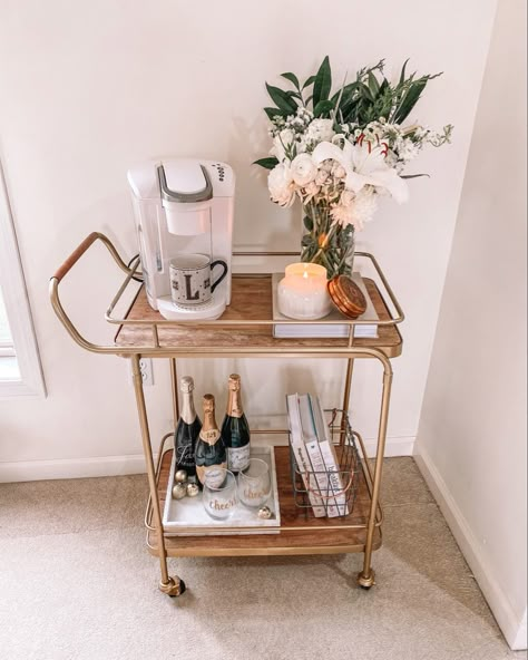 Coffee/ bar cart decor http://liketk.it/36cbh @liketoknow.it #liketkit @liketoknow.it.home #LTKSeasonal #Home Coffee Bar Cart, Coffee Bar Station, Diy Coffee Bar, Drink Cart, Bar Cart Styling, Cart Decor, Home Coffee Bar, Coffee Bar Home, Coffee Carts