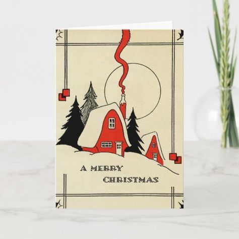 $4.42 | Vintage Christmas Snow Cabin - vintage, christmas, snow, cabin, holiday, greetings, xmas, classic, card Christmas Card Art, 카드 디자인, Cute Christmas Tree, Merry Christmas Greetings, Card Drawing, Funny Christmas Cards, Diy Christmas Cards, Holiday Postcards, Christmas Drawing