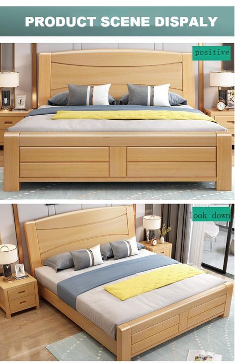 Fashion simple all solid wood double bed master bedroom Chinese double bed| Alibaba.com Double Bed Design Wooden Modern, Wooden Bed Design Modern Simple, Modern Double Beds, Wooden Double Bed, Double Bed Designs, Wood Bed Design, Bed Headboard Design, Wooden Mirror Frame, Wooden Sofa Designs