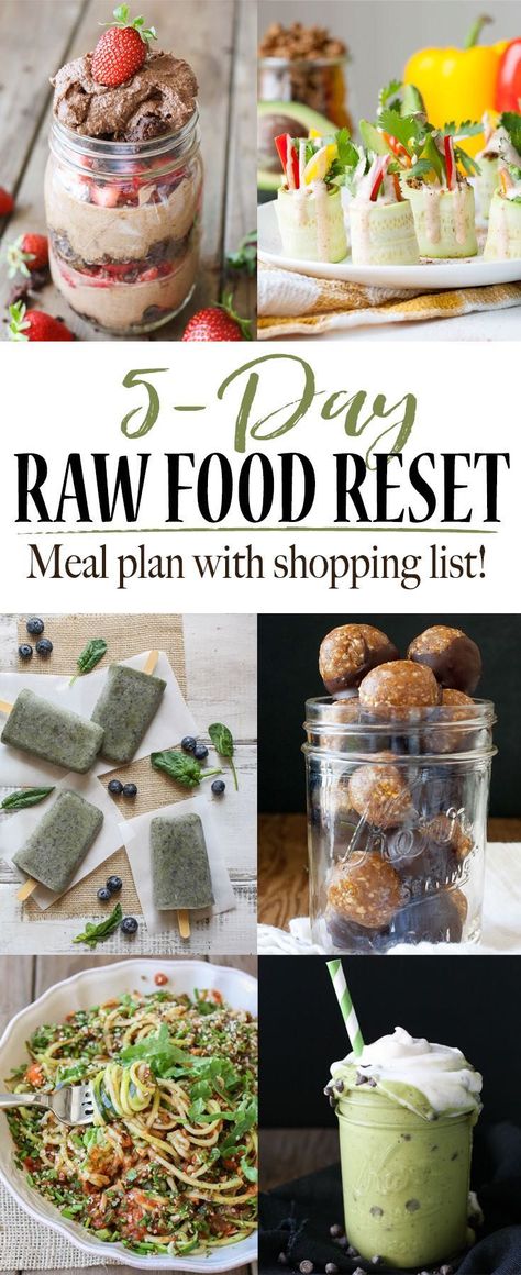 5 Day Raw Food Reset | www.veggiesdontbite.com | #vegan #raw #glutenfree #plantbased #shoppinglist #mealplan via @veggiesdontbite Raw Vegan Meal Plan, Food Reset, Raw Vegan Dinners, Raw Food Diet Plan, Raw Food Cleanse, Vegan Meal Plan, Raw Vegan Diet, Vegan Raw, Going Vegetarian