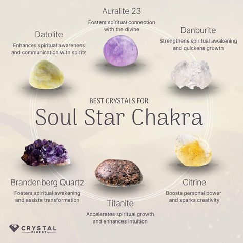 Soul Star Chakra, Crystal Identification, Crystals Healing Grids, Star Chakra, Chakra Healing Meditation, Crystal Healing Chart, Chakra Health, Healing Crystals For You, Best Crystals