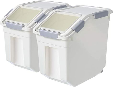 Amazon.com: LISM 2 Pack Dog Food Storage Container with Scoop,Large Airtight Pet Dog Food Bin,Container for Dog Treats Rice,Dog Cat Dry Food Bin,Baking Supplies,Flour,Rice,Kitchen Pantry Cereal(15 LB) : Pet Supplies Large Dog Food Storage, Dog Food Bin, Pet Supplies Organization, Flour Storage, Flour Container, Food Organizer, Rice Container, Pet Food Storage Container, Dog Food Storage Containers