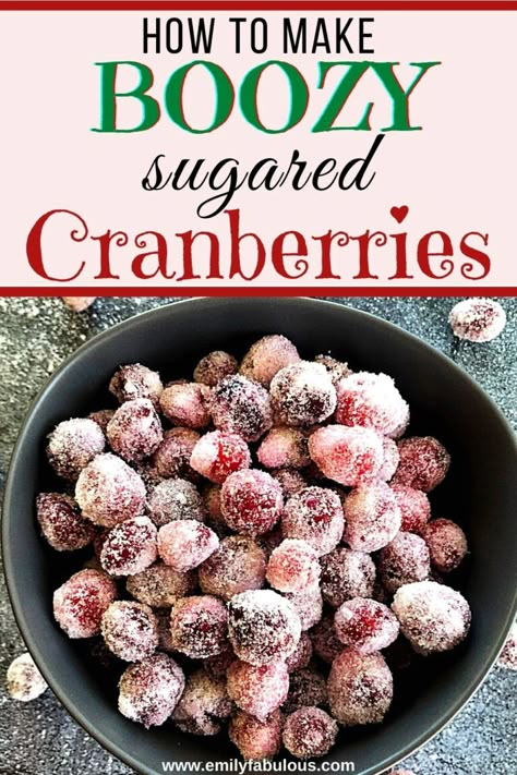 Boozy Sugared Cranberries | Cocktail Garnish | Candied | EmilyFabulous Healthy Breakfast Food Ideas, Christmas Picnic, Healthy Breakfast Food, Trees Christmas Decor, Culinary Tips, Candied Cranberries, Christmas Breakfast Recipe, Wine Ideas, Christmas Cocktail Party