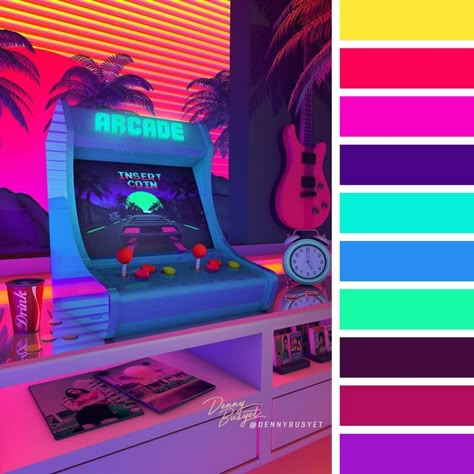 Retro Colors Aesthetic, Retro Future Color Palette, 80s Color Palette Retro Neon, 80s Neon Color Palette, 80 Color Palette, 80s Color Palette Retro Vintage, Retro Arcade Color Palette, 80s Color Scheme, Retro Colour Scheme