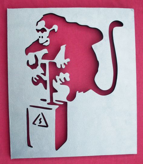 Monkey Stencil Art, Stencil Graffiti Art, Graffiti Stencil Template, Anarchism Art, Lithography Art, Banksy Stencil, Banksy Monkey, Graffiti Stencil, Stencil Street Art