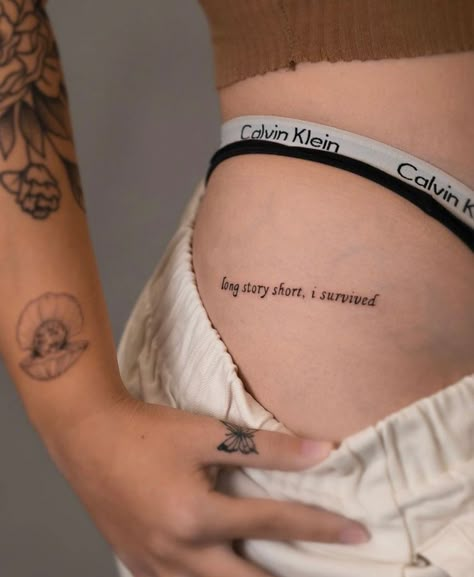 Tattoo Placements For Words, Women Leg Tattoo Ideas Unique, Cute Tattoos Spine, Hurt Tatoos Ideas, Tattoo Ideas For Nurses, Tattoos For Dead People, Tattoos After Breakup, Loner Tattoos For Women, Lyrics Tattoo Placement