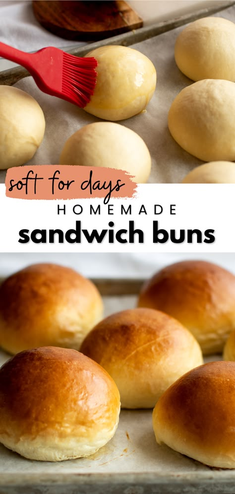 Super Soft Sandwich Buns (VIDEO) - Pretty. Simple. Sweet. Soft Buns Recipe Bread Rolls, Easy Bun Recipe, Sandwich Buns Recipe, Soft Buns Recipe, Sandwich Roll Recipe, Bakery Sandwich, Buns Recipe Easy, Sandwich Buns, Quick Buns