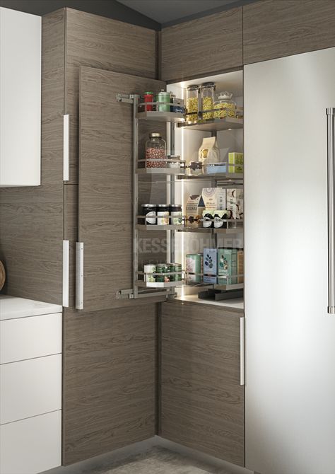 Our TANDEM pantry is a versatile storage solution for tall cabinets. It is the perfect complement for your modern kitchen and the ultimate solution for pantry organization! Tandem Pantry, Florida Kitchens, Pantry Kitchen Cabinets, Pullout Storage, Kitchen Tall Units, Kitchen Cabinets Pantry, Pantry Food Storage, Garage Closet, Tall Cabinets