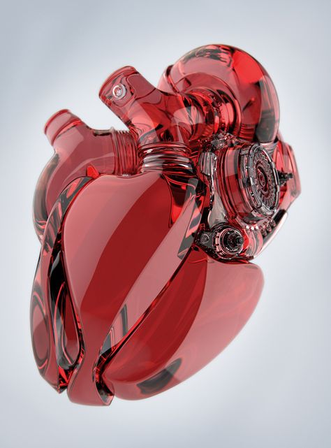 Heart by Aleksandr Kuskov, via Behance Artificial Heart, Vw R32, Vw Vintage, Arte Robot, Vw Porsche, Anatomical Heart, Ex Machina, Glass Heart, Heart Art