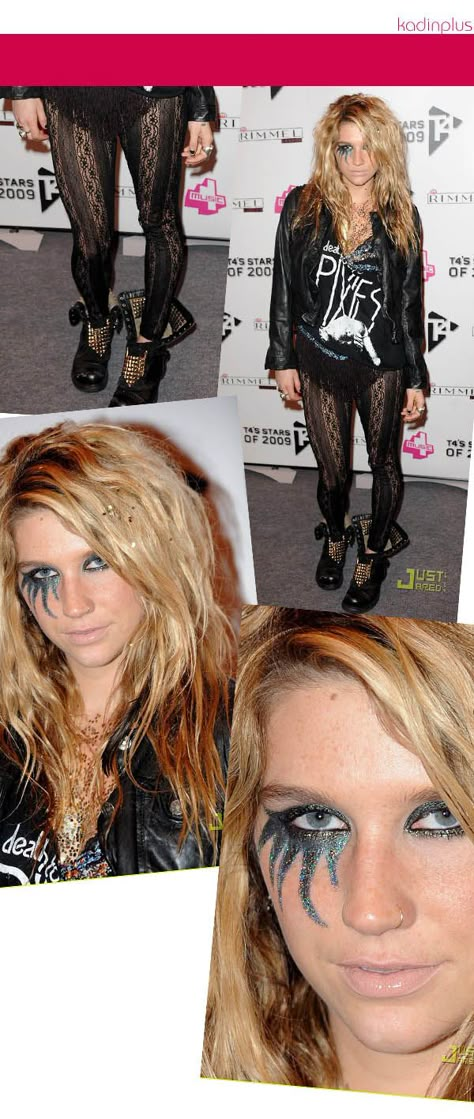 Kesha Halloween Costume Ideas, Kesha Outfits Costumes, Iconic Kesha Outfits, Kesha Early 2000s, Ke$ha Outfits, Ke$ha Costume, Kesha Halloween Costume Diy, Kesha Halloween Costume College, Kesha Makeup Looks