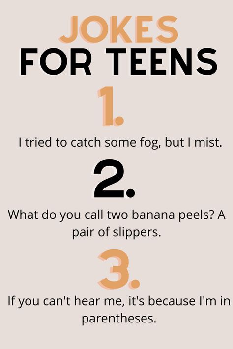 43 Funny Jokes For Teens - momma teen Jokes For Middle Schoolers, Funny Teen Memes, Teenage Jokes, Funny Teen Quotes, Lunch Ideas For Teens, Jokes For Teenagers, Funny Knock Knock Jokes, Funny Halloween Jokes, Teen Memes