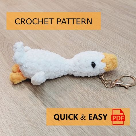 Quick Crochet PATTERN, Mini Hug Goose Keychain, No Sew Amigurumi for Beginners, Small Plush Duck, Easy Crochet Bird, Instructions in English Easy crochet toys #easycrochettoys #crochet #crochettoy #crochetpattern #crochetpatterns 5.269 Toys Quotes, No Sew Amigurumi, Crochet Bird, Amigurumi For Beginners, Crochet Lion, Keychain Craft, Quick Crochet Patterns, Crochet Keychain Pattern, Crochet Birds