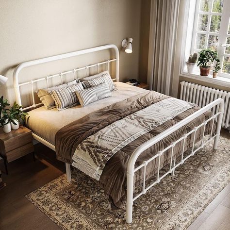 Spring Home Decor - Metal Bed Frame Curved Bed, Wrought Iron Bed, Metal Platform Bed Frame, High Beds, Iron Bed, Metal Platform Bed, Metal Bed Frame, Spring Home Decor, Under Bed Storage