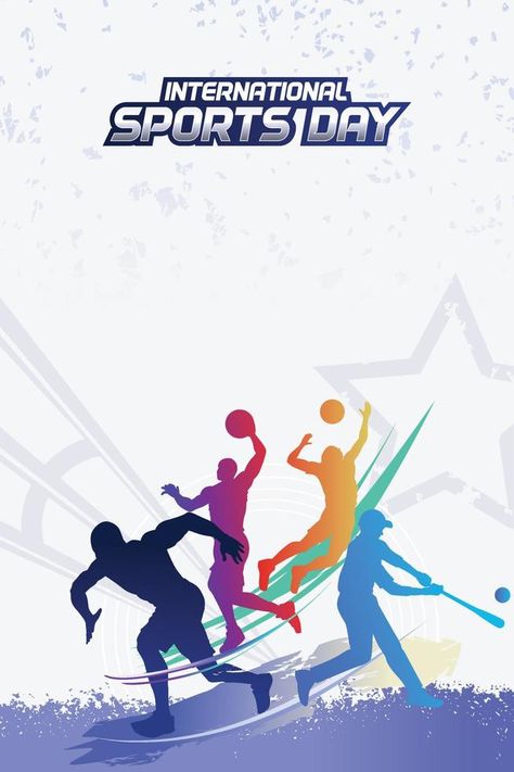 Sports Background Vector. International Sports Day Illustration, Graphic Design for the decoration of gift certificates, banners, and flyer Sports Day Flyer, Sports Day Images, Sports Day Background, International Sports Day, School Sports Posters, Sports Day Banner, Sports Day Certificates, Sports Day Poster, Sports Illustrations Art