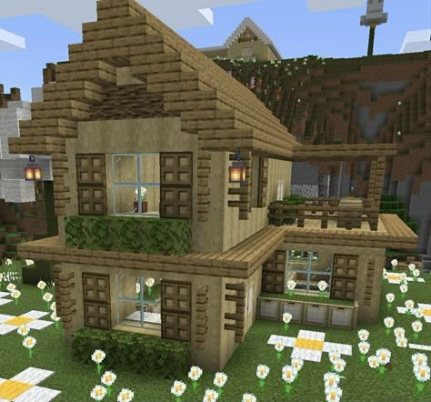 Minecraft House No Mods, Mc Blueprints, Simple Cute Minecraft Houses, Casa Minecraft Aesthetic, Cute Minecraft Homes, Minecraft Cottage Ideas, Minecraft Birch House, Cute Simple Minecraft Houses, Minecraft House Ideas Cottage