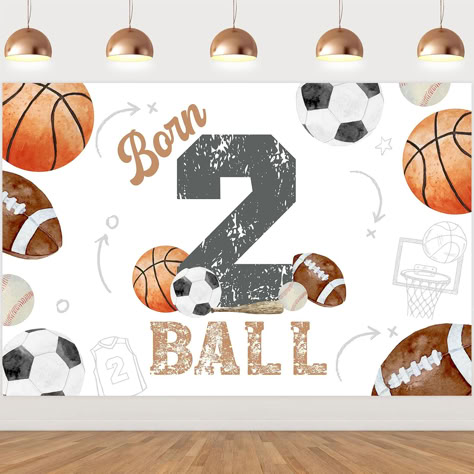 Born Two Ball Birthday Decorations Sports Theme 2nd Birthday Party Decorations with Born 2 Ball Birthday Backdrop Banner for 2 Years Old Basketball Decors #ad #born2ball #borntwoball #borntwoballbirthdayparty #2ndbirthday #2ndbirthdayparty #2ndbirthdaypartyideas #2ndbirthdaypartythemes #2ndbirthdaypartysupplies #birthdaypartythemes #2ndbirthdaythemes #boysbirthdaythemes #football #basketballbirthdayparty Born 2 Ball Birthday, Born Two Ball, Birthday Backdrop Decorations, Born 2 Ball, Ball Theme Birthday, 2nd Birthday Party Decorations, Cake Table Decorations Birthday, Old Basketball, Rugby Design