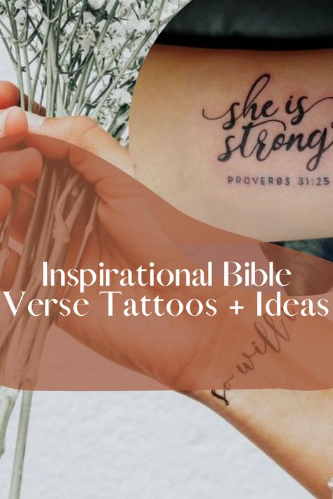 Inspirational Bible Verse Tattoos + Ideas - TattooGlee Bible Quote Tattoos For Women Strength, She Is Enough Tattoo, Meaningful Bible Verse Tattoos Faith, Tattoos With Scripture, By Your Grace Tattoo, Great Is Your Faithfulness Tattoo, Flower And Bible Verse Tattoo, Popular Bible Verse Tattoos, Proverbs 31 Tattoos Ideas