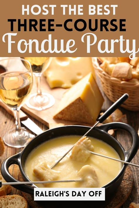 fondue party Broth Fondue Recipes Melting Pot, Crockpot Fondue, Swiss Cheese Fondue Recipe, Fondue At Home, Melting Pot Cheese Fondue, Dinner Party Foods, Broth Fondue Recipes, Cheese Party Ideas, Melting Pot Recipes