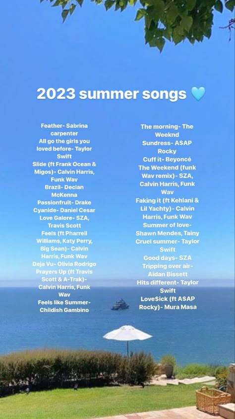 Summer 2023 playlist Songs To Add To Summer 2024 Playlist, Summer Playlist Names Ideas, Summer Playlist 2020, Summer Playlist Covers Aesthetic, Summer Playlist Names, Songs For Summer, Summer Music Playlist, Good Summer Songs, Teen Songs